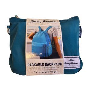 Tommy Bahama Packable Backpack w/ Pouch Nylon Teal Blue Lightweight Travel NEW